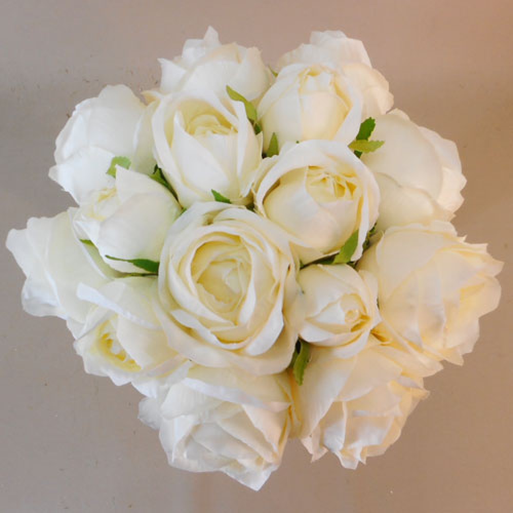 Artificial Roses Bundle Cream 15 Stems 37cm Artificial Flowers